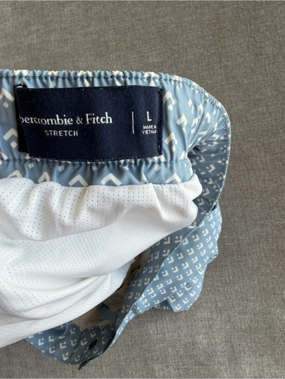 Abercrombie & Fitch Light Blue Geometric Print Swim Shorts
